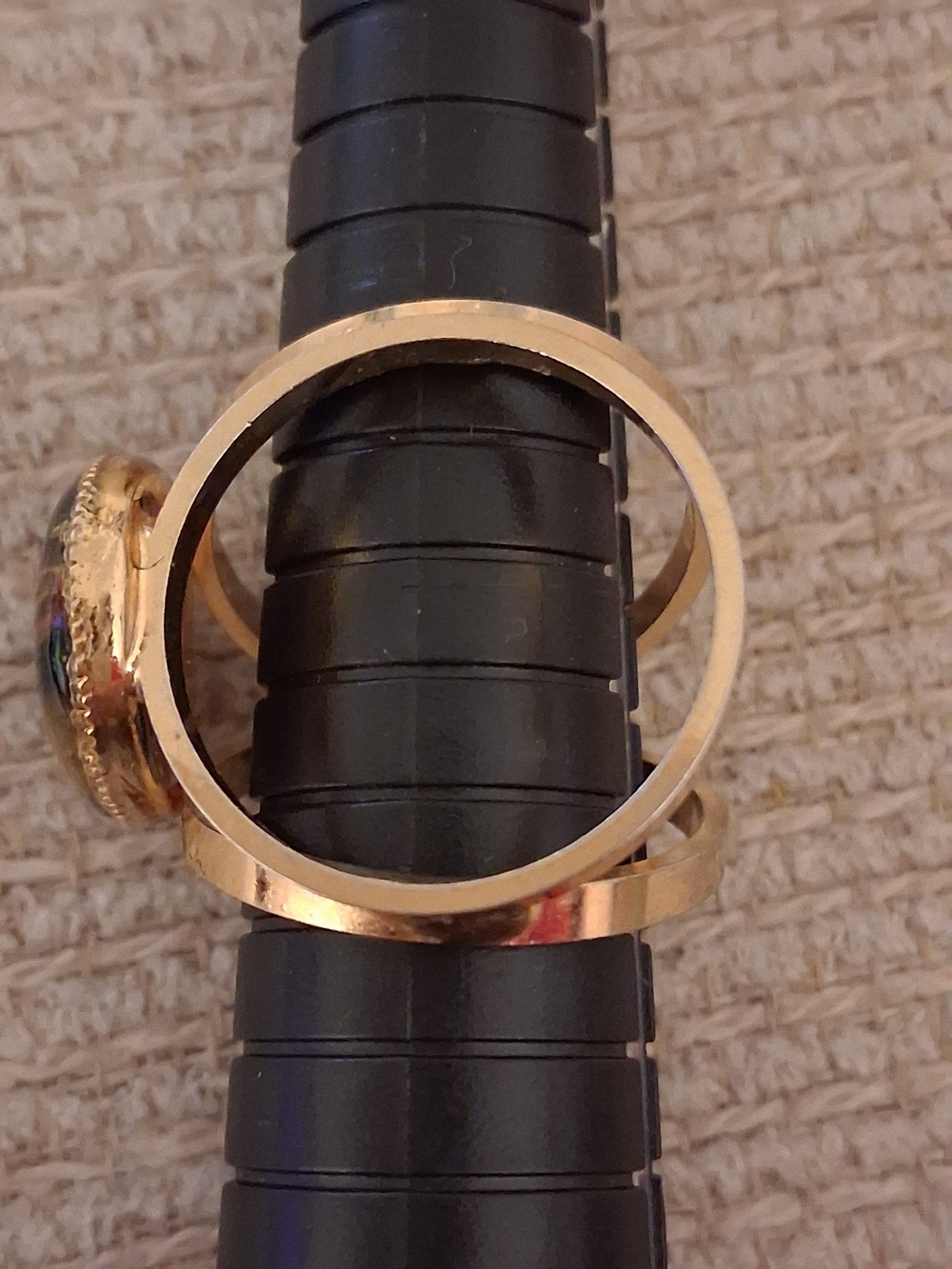Gold Ring with Green and Black Oval Stone - Women's Fashion Ring - Picture 4 of 11